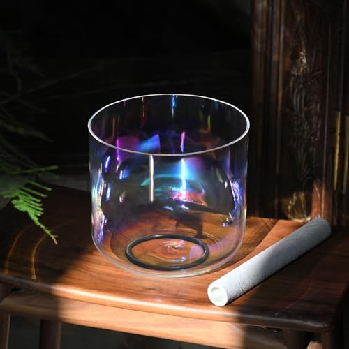 440HZ 7 inch F Note Cosmic Light Clear Quartz Crystal Singing Bowl with Case Bag Mallet & O-ring