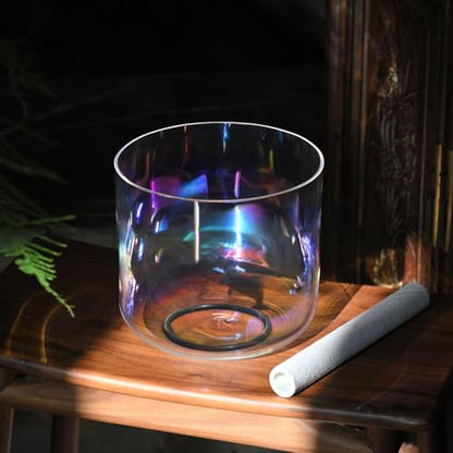 440HZ 7 inch F Note Cosmic Light Clear Quartz Crystal Singing Bowl with Case Bag Mallet & O-ring