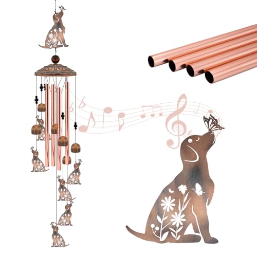 Dog Wind Chimes for Outside, 35‘’ Metal Dog WindChimes Gifts for Women/Men, Decoration for Outdoor, Home, Garden, Patio, Backyard - size: 35"-Dog