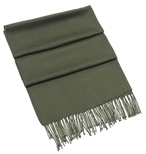 Cindy & Wendy Pashmina Shawls and Wraps Scarf for Women Soft Large Winter Shawl for Evening Dress Wedding Party - color: Olive