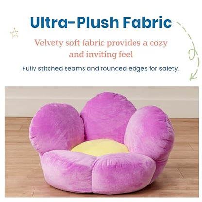 ECR4Kids SoftZone Flower-Shaped Cozy Floor Cushion, 25in, Flexible Seating, Bright Purple
