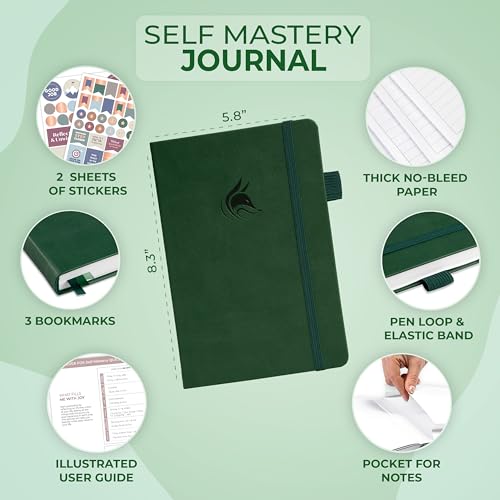 Clever Fox Self Mastery Journal – Guided Daily Reflection & Self Improvement Journal with Prompts – Journaling Notebook for Women & Men (Forest Green) - color: Forest Green