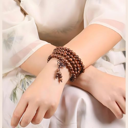 Zen Dear Unisex Natural Silkwood Tibetan Buddhism Meditation Prayer Bead Necklace Japa Mala Beads Bracelets - style: 8mm 108 Beads