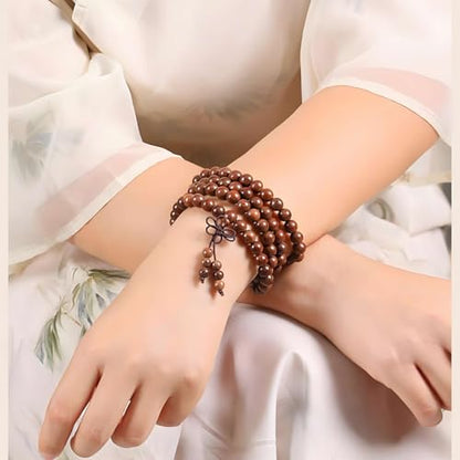 Zen Dear Unisex Natural Silkwood Tibetan Buddhism Meditation Prayer Bead Necklace Japa Mala Beads Bracelets - style: 6mm 108 Beads