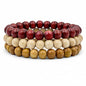 Everwood Beaded Bracelet 3 Pack Stack Handmade 8mm Dyed Wood Beads - Good Wood Series Original - Handcrafted Bead Bracelets Made In Tennessee - USA Handmade Artisian Boho Style Mala Bracelets