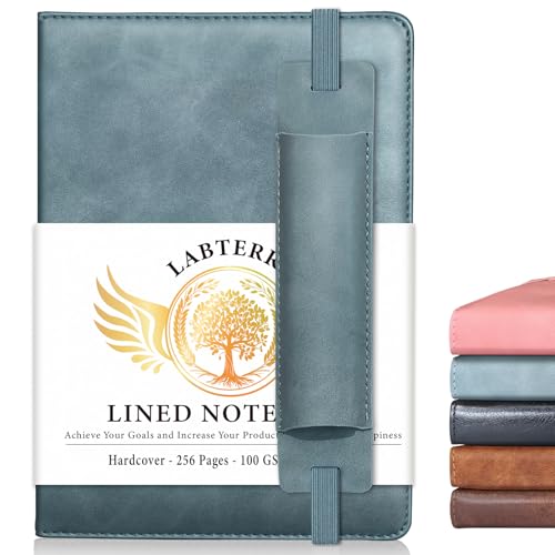 Lined Journal Notebook for Women Men, 256 Pages, Medium 5.7 in x 8.3 in - 100 GSM Thick Paper – Hardcover Leather Journals for Writing, Work, School, Note Taking, Diary Notepad,Blue - color: Blue