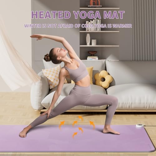 Heating yoga mat, warm yoga pad, more comfortable fitness mat in winter, yoga and meditation bio-mat - color: Purple
