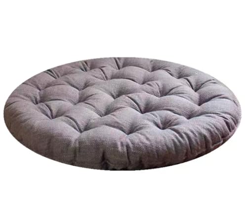 Large Linen Floor Cushions,Round Futon Pillows Japanese Style Tufted Floor Pillows Meditation Cushions for Seating On Pad for Yoga Sofa Balcony(Size:26x26inch,Color:Khaki) - color: Khaki, size: 65x65cm(26x26inch)