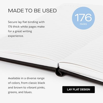 Oriole Vegan Leather Ruled Notebook - Black | 176 Pages of Thick Lined Paper | Soft Touch Hardcover Journal (5 x 8 in) with Gold Foil Bird Design & Luxury Gift Box - color: Black