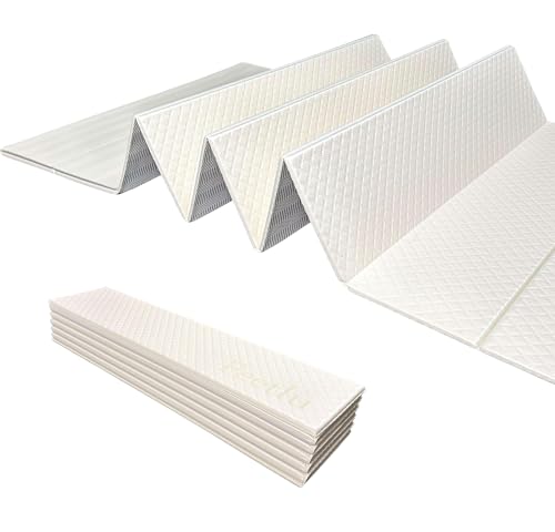 Foldable Yoga Exercise Mat – Lightweight, Anti-Slip, and Easy to Store for Yoga, Pilates, Home Workouts, and Floor Exercises - color: White, size: 24" x 72" x 1/4"