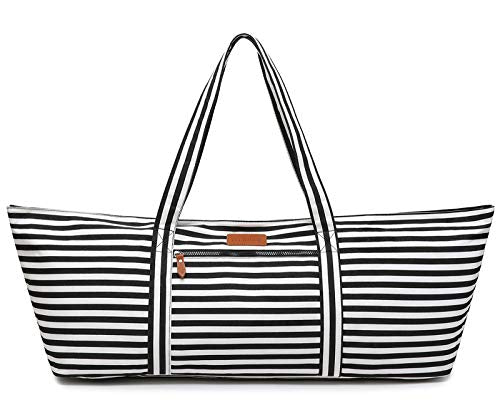 Large Yoga Mat Bag for Women Men, Travel Gym Bag for Pilates Office Beach Workout, Yoga Mat Tote Carrier with Mat Strap for 1/4" 1/2" Thick Exercise Yoga Mat - color: Stripe