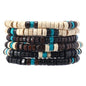 KIFEDSLJ Multilayer Wooden Beaded Bracelet Handmade Natural Wood Beads Elastic Stretch Bracelet Bangle for Women - color: mix H