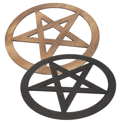 Garneck 2pcs Wooden Pentacle Altar Decor Ritual Object for Home Office and Restaurant for Sacrifice Supplies Wall and Table Decoration Brown Black