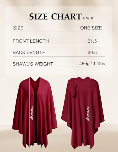 PULI Womens Large Cross Front Poncho Sweater Wrap Topper Knitted Elegant Shawls Cape for Fall Winter - color: 1-maroon