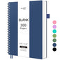 RETTACY Blank Journal Notebook, 300 Pages, A4 Large Size (8.2'' x 11.2''), 120 GSM Thick Paper, Flexible Plastic Cover, Spiral-bound, for Sketching, Drawing, Painting (Navy Blue) - color: Navy Blue