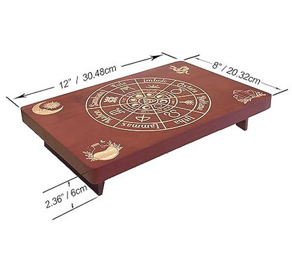 Altar Table, Meditation Table, Small Altar Table, Wooden Witch Altar, Wiccan Alter Table, Buddhist Shrine, Engraved Wheel of The Year on Table Top, 12 × 8 inches - color: Wheel of the Year