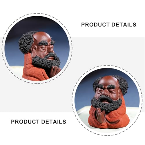 Zerodeko Purple Clay Bodhidharma Figurine Decorative Tranquil Tea Table Ornament Creative Desktop Adornment Collectible Home Décor Accent for Tea Ceremony and Meditation