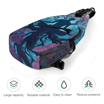 Meditation Yoga Roots Branches Leaves Unisex Sling Bag Chest Shoulder Backpack Crossbody Daypack with Side Pouch