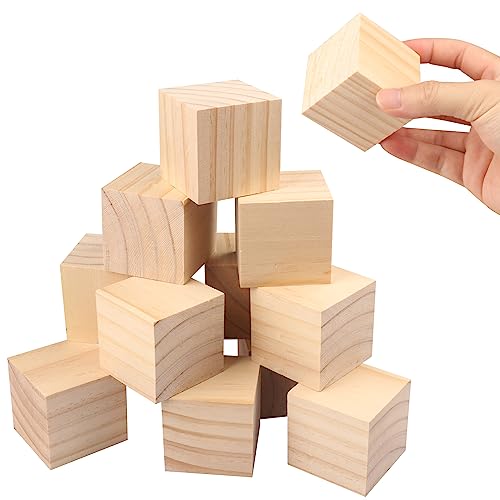 60 Packs Wooden Blocks for Crafts, 2 Inch Pine Wood Cubes, Wooden Cubes for Paint, Stamp, Decorate, DIY Projects and Personalized Gifts,by GNIEMCKIN. - size: 60 Packs 2 Inch