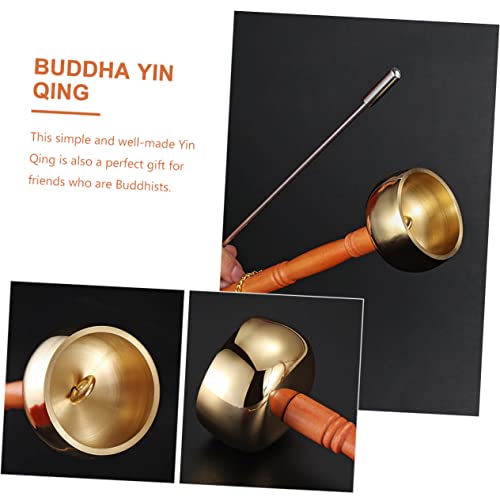 ibasenice Portable Buddhist Yin Qing Copper Bell for Meditation Handle Percussion Instrument Sound Adornment for Mindfulness and Relaxation
