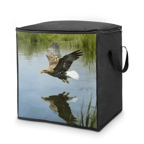 Eagle Storage Bag Portable Closet Organizer Storage Bags Quilt Storage Bags with Zippered Breathable Storage Bag with Carry Handles for Blanket Pillow Bedding