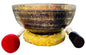 11" Healing Mantra Carved Buddha Root C Note Tibetan Singing Bowl, Hand Hammered Nepal Yoga Singing Bowls with Cushion & Mallet Striker