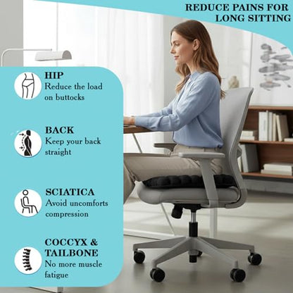 Inflatable Travel Cushion & Neck Pillow – Airplane Seat Cushion with 3D Air Cell, Chair Cushion for Office, Non-Slip Waterproof Pad, Wheelchair, Flight Seat Cushion, Travelling Cushion