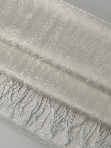 Pashmina Shawl Wrap for Women Soft Lightweight Multi-Purpose Scarf for Weddings, Parties & Casual Wear - color: Jacquard White - Pl1829