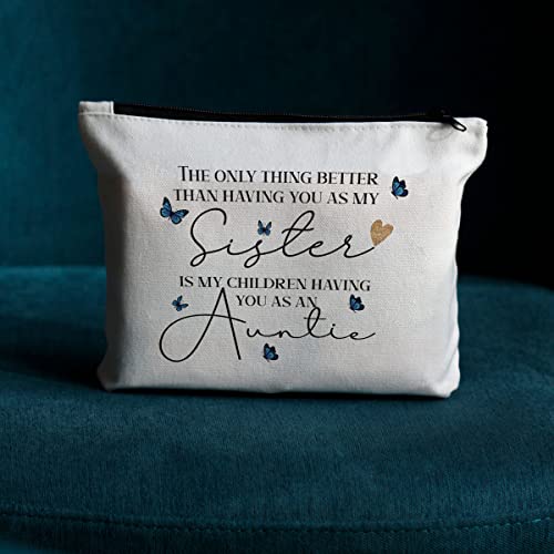 New Aunt Gifts for Sisters, Pregnancy Announcements for Aunt, Sister, Friends, Besties, New Auntie Announcement, Thanksgiving Christmas Birthday Baby Shower Baby Reveal Gifts for Aunt Makeup Bag - color: multi345