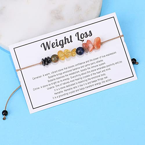 tenghong2021 Chakra Crystal Beaded Bracelet with Wish Card Adjustable Spiritual Anxiety Stone Beads Braide String Bracelet Yoga Meditation for Women Men Jewelry Birthday Gifts - style: Weight Loss
