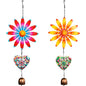 Metal Flowers Hanging Decor, Flower Wind Chime Bell Hanging Decor for Outdoor Garden Yard Doors Walls Living Rooms Bedrooms, 2 Pack (Flower-a-Heart) - style: flower-a-heart