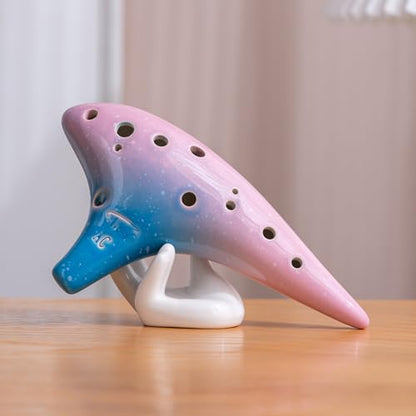 “Ocean Notes” 12 Hole Sweet Potato Ocarina Graceful Shape Pottery Ocarina in Alto C (Sea Rose) - style: Sea Rose