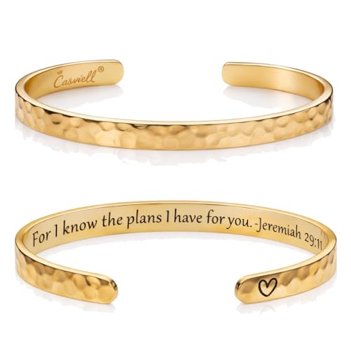 Carviell Bracelet - Gifts for Women – Inspirational, Friendship, Love, Mom, Daughter, Sister, Christian, Graduation, Memorial & Wedding Gifts – 100+ Phrases – Stainless Steel, Gift-Ready - style: CHRISTIAN GIFT - For I know the plans I have for you – Jere