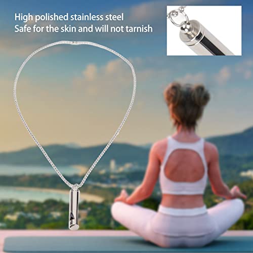 ANGGREK Whistle Necklace, Necklace Anxiety Relief Necklace Meditation Necklace Stainless Steel Whistle Necklace for Men Women - color: Silver