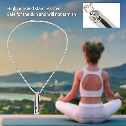 ANGGREK Whistle Necklace, Necklace Anxiety Relief Necklace Meditation Necklace Stainless Steel Whistle Necklace for Men Women - color: Silver