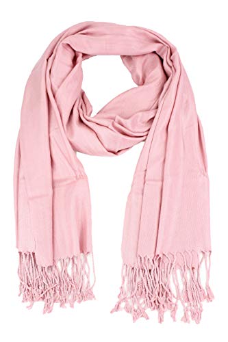 Luxurious Pashmina Feel Scarf & Shawl - Soft Solid Color Wrap for Weddings, Evening Dresses, Gifts - color: L Pink