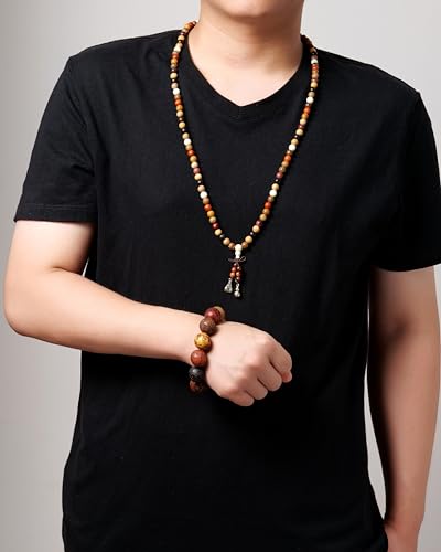 Handcrafted Wooden Bead Bracelet Mixed Natural Wood Colors Prayer Bracelet for Men or Women,1pc/pack - style: Dia.20mmX12pcsBeadsOnly