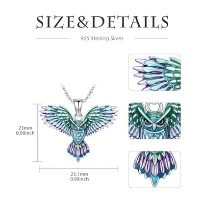 Hummingbird/Phoenix/Owl/Dove/Flamingo/Raven/Blue Jay/Cardinal/Peacock/Eagle/Parrot/Robin Necklace for Women 925 Sterling Silver Bird Pendant Necklace Animal Jewelry Gift for Mother Wife - style: Owl Necklace
