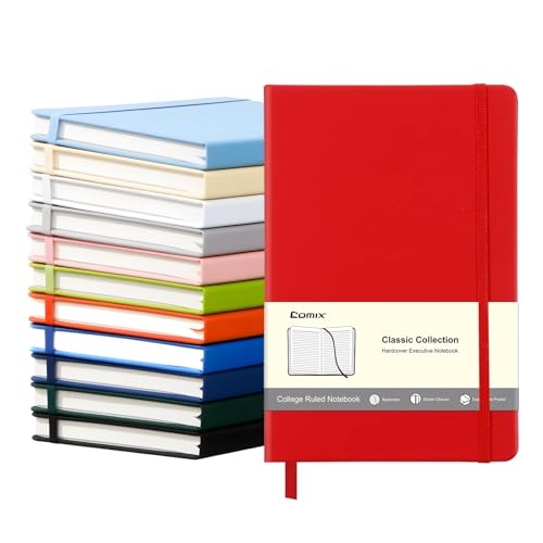 Comix 12 Pack Lined Journal Notebooks, 240 Pages, Medium 5.5" x 8.3", Hardcover, Journaling Notebook for Work, Business Notebooks for School & Office, Journals for Women, Men - color: Assorted Color1, size: 12 Pack