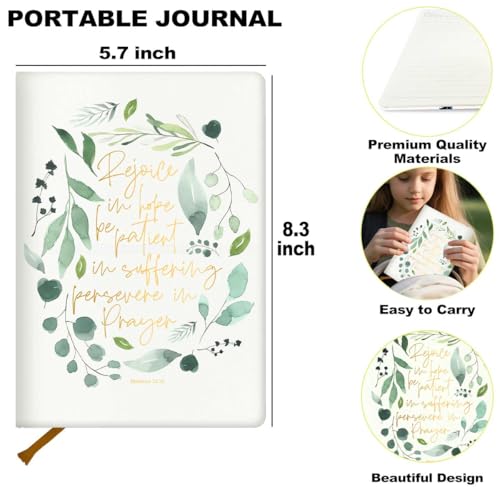 Inspirational Lined Journal Notebook for Women Men, 200 Pages A5 Hardcover Leather Journals for Writing Note Taking, Bible Verse College Ruled Notebook Diary Notepad, Watercolor Leaves - color: Multi 1294