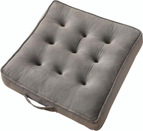 Square Meditation Floor Pillows with Handle, Seat Cushions for Adults, Thicken Crystal Velvet Seat Cushion with Pearl Cotton Filling for Yoga Living Room Balcony Outdoor Tatami(G,45X45X8CM/18X18X3IN) - color: G, size: 45X45X8CM/18X18X3IN