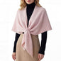 RIIQIICHY Shawl Wrap Women Pashmina Triangle Cape Knit Sweater Scarf for Fall Winter Fashion Accessory - color: Pink