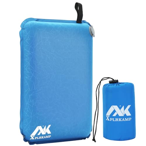 Inflatable Seat Cushion,Self-Inflating Portable Travel Airplane Stadium Seat Cushion for Airplane Long Flight,Compact Lightweight Memory Foam Travel SeatCushion Pad for Bleacher Camping Outdoor Office - color: Blue