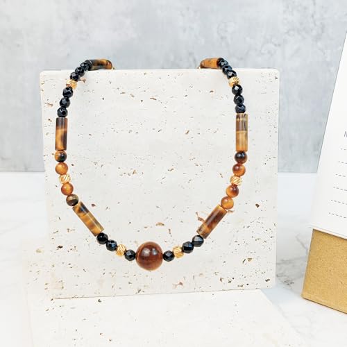 Crystal Pendant Necklaces Healing love Women's Men's choker Obsidian Tiger eye White Crystal Black Gold waterproof dainty Charm stackable statement Cute Stone necklace Unisex - style: TigereyeBeadNecklace