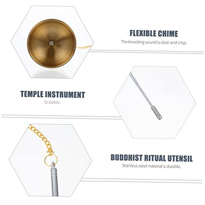 Garneck Telescopic Meditation Sound Chime Handbell Instrument for Compact Dharma Ritual Utensil for Temple Use Lightweight Buddha Accessory Stress Relief Tool