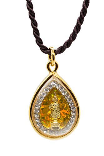 Artschatz Weekday Birthday Buddha Golden Colorful Thai Pendant, Amulet, Necklace, Charm, Sunday, Monday, Tuesday, Wednesday, Thursday, Friday, Saturday - style: Monday - Phram Ham Yath “Making Peace”