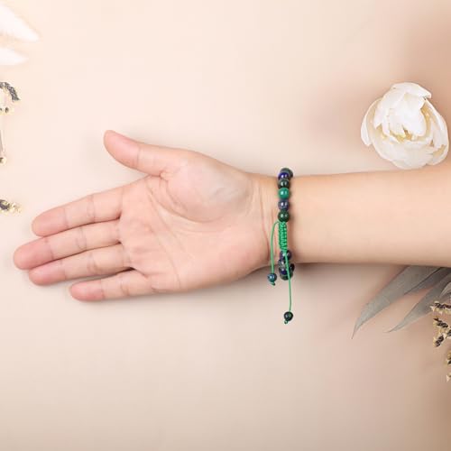 AD Beads Unisex 8mm Gemstone Bracelets Healing Macrame Adjustable 7-9 Inches || wear this healing natural gemstone bracelet help to erase your pain and fear || recover your energy||| - color: Lazuli Chrysocolla