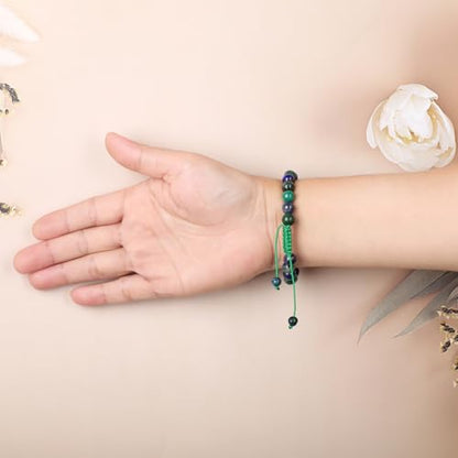 AD Beads Unisex 8mm Gemstone Bracelets Healing Macrame Adjustable 7-9 Inches || wear this healing natural gemstone bracelet help to erase your pain and fear || recover your energy||| - color: Lazuli Chrysocolla