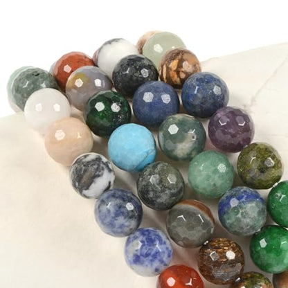 Justinstones Gemstone Crystals Chakra Beads Bracelet Crystal Healing 10mm Round Stretchable Bracelet for Her Gift - color: Faceted Mixed Multicolor Gemstone