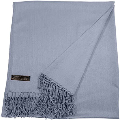 CJ Apparel Solid Color Tassels Design Nepalese Shawl Scarf Wrap Stole Throw Head Wrap Pashmina Gift Hand Made in Nepal New - color: Grey